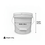 Kitchee Bulk 10x 10L Plastic Buckets + Lids - Empty White With Handle Large Pail - 45-Degree Angle