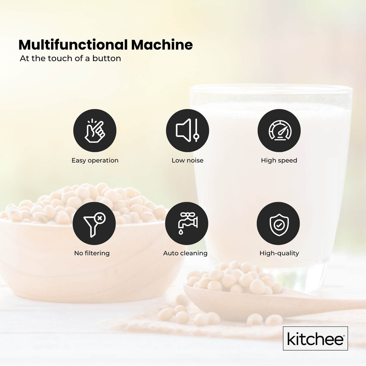 Automatic Soy Milk and Nut Blender Machine - Multifunctional Electric Maker for Fresh Milk and Soups