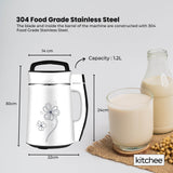 Kitchee 1.2L Electric Soy Bean Milk Maker Machine - Automatic Almond Nut Blender - Close-Up Angle