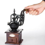 Coffee Bean Grinder - Vintage Retro Manual Wood Hand Wheel Nut Mill - Front View