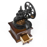 Coffee Bean Grinder - Vintage Retro Manual Wood Hand Wheel Nut Mill - Side View