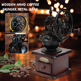 Coffee Bean Grinder - Vintage Retro Manual Wood Hand Wheel Nut Mill - Top-Down View