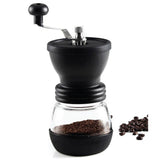 Coffee Bean Grinder - Manual Hand Stainless Ceramic Burr Core Glass Jar Nut Mill - Front View