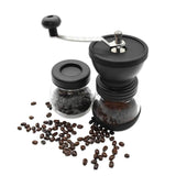 Coffee Bean Grinder - Manual Hand Stainless Ceramic Burr Core Glass Jar Nut Mill - Side View
