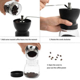 Coffee Bean Grinder - Manual Hand Stainless Ceramic Burr Core Glass Jar Nut Mill - Rear View