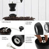 Coffee Bean Grinder - Manual Hand Stainless Ceramic Burr Core Glass Jar Nut Mill - Close-Up Angle