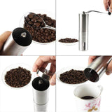 Coffee Bean Grinder - Stainless Steel Ceramic Burr Manual Hand Crank Nut Mill - Rear View
