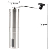 Coffee Bean Grinder - Stainless Steel Ceramic Burr Manual Hand Crank Nut Mill - Close-Up Angle