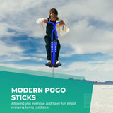 Social Hike Blue Pogo Stick - Kids Jumping Jackhammer Exercise Hopper Toy - Side View