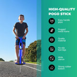 Blue Pogo Stick Kids - Childrens Jumping Jackhammer Exercise Hopper Toy - Rear View