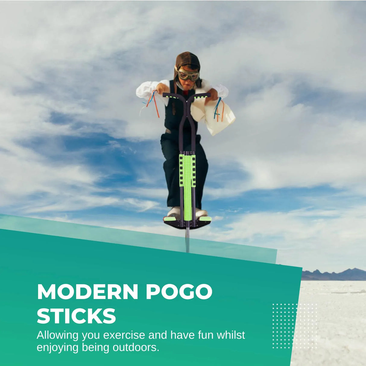 Social Hike Green Pogo Stick - Kids Jumping Jackhammer Exercise Hopper Toy