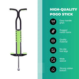 Social Hike Green Pogo Stick - Kids Jumping Jackhammer Exercise Hopper Toy - Rear View