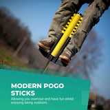 Social Hike Yellow Pogo Stick - Kids Jumping Jackhammer Exercise Hopper Toy - Top-Down View