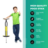 Social Hike Yellow Pogo Stick - Kids Jumping Jackhammer Exercise Hopper Toy - Close-Up Angle
