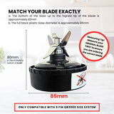 5 Fin 85mm Blade Replacement Compatible with Nutri Ninja QB3000 - Not Auto IQ - Top-Down View