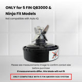 5 Fin 85mm Blade Replacement Compatible with Nutri Ninja QB3000 - Not Auto IQ - 45-Degree Angle