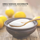 Orku 100g Sodium Ascorbate - High Purity Soluble Crystalline Powder Ingredient - Side View