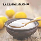 Orku 1.2Kg Sodium Ascorbate Tub - High Purity Soluble Crystalline Powder - Side View