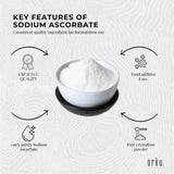 Orku 1.2Kg Sodium Ascorbate Tub - High Purity Soluble Crystalline Powder - Rear View