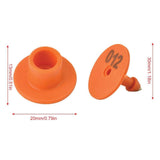 1-100 Cattle Number Ear Tag Set - Round Orange Pig Sheep Goat Livestock Label - Top-Down View