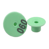 1-100 Cattle Number Ear Tags Set - Round Green Pig Sheep Goat Livestock Label - Front View