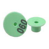 1-100 Cattle Number Ear Tags Set - Round Green Pig Sheep Goat Livestock Label - Front View