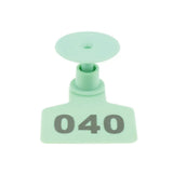 1-100 Cattle Number Ear Tags Set - Green Pig Sheep Goat Livestock Label - Front View