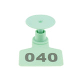 1-100 Cattle Number Ear Tags Set - Green Pig Sheep Goat Livestock Label - Front View