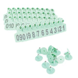 1-100 Cattle Number Ear Tags Set - Green Pig Sheep Goat Livestock Label - Top-Down View