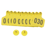 1-100 Cattle Number Ear Tags 5x4cm Set - Small Yellow Pig Goat Livestock Label - Side View