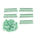 1-100 Cattle Number Ear Tag 6x7cm Set - Medium Green Sheep Livestock Label - Front View