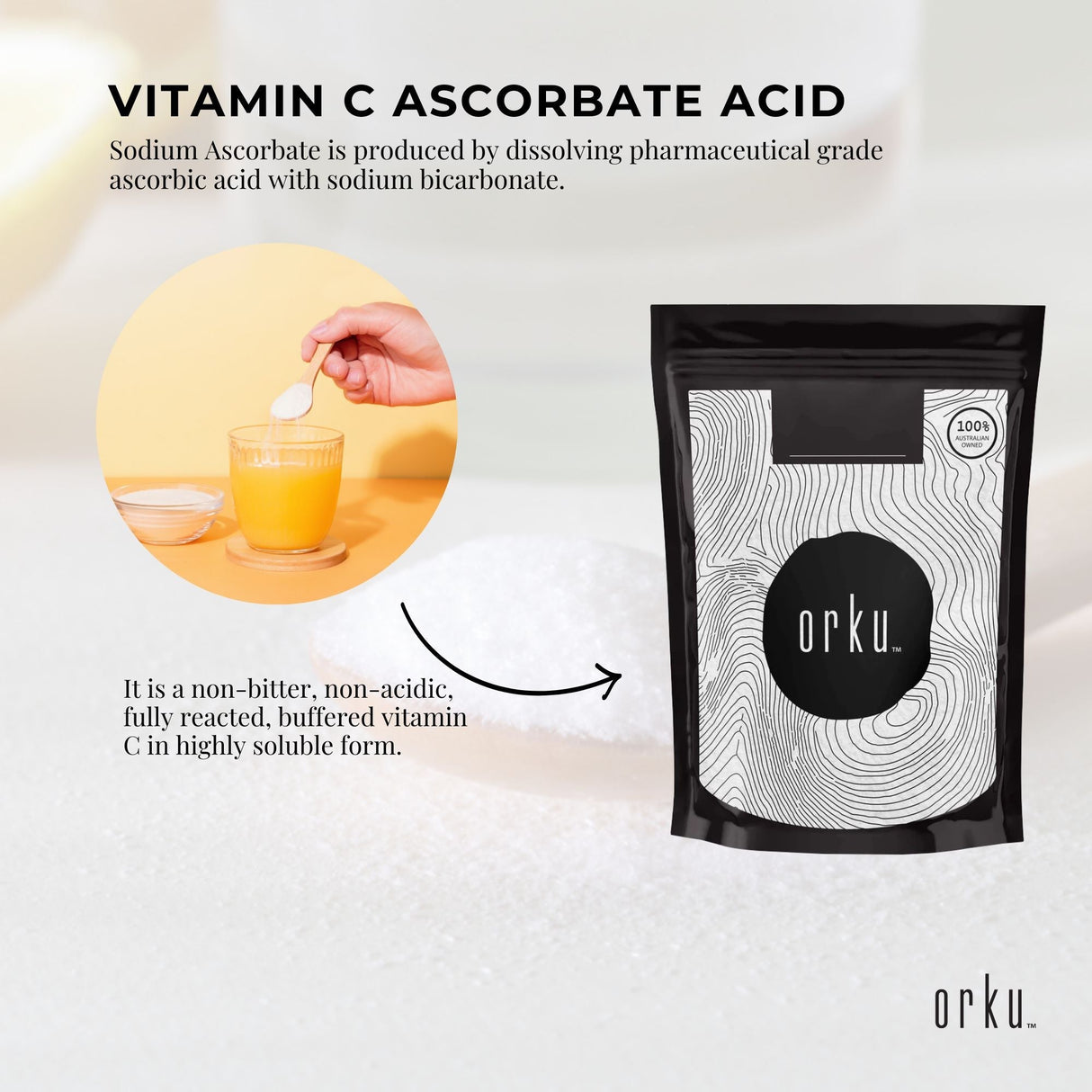 1Kg Buffered Sodium Ascorbate Powder - Gentle Vitamin C Supplement