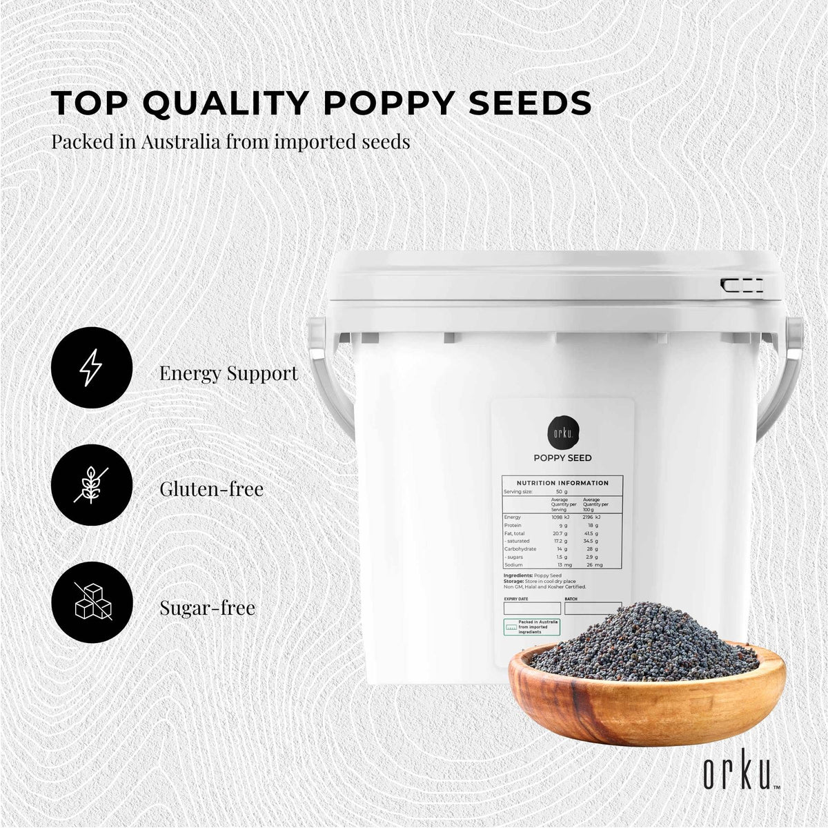 Orku 3.5Kg Poppy Seeds Unwashed Bucket Papaver Somniferum For Baking Decorating
