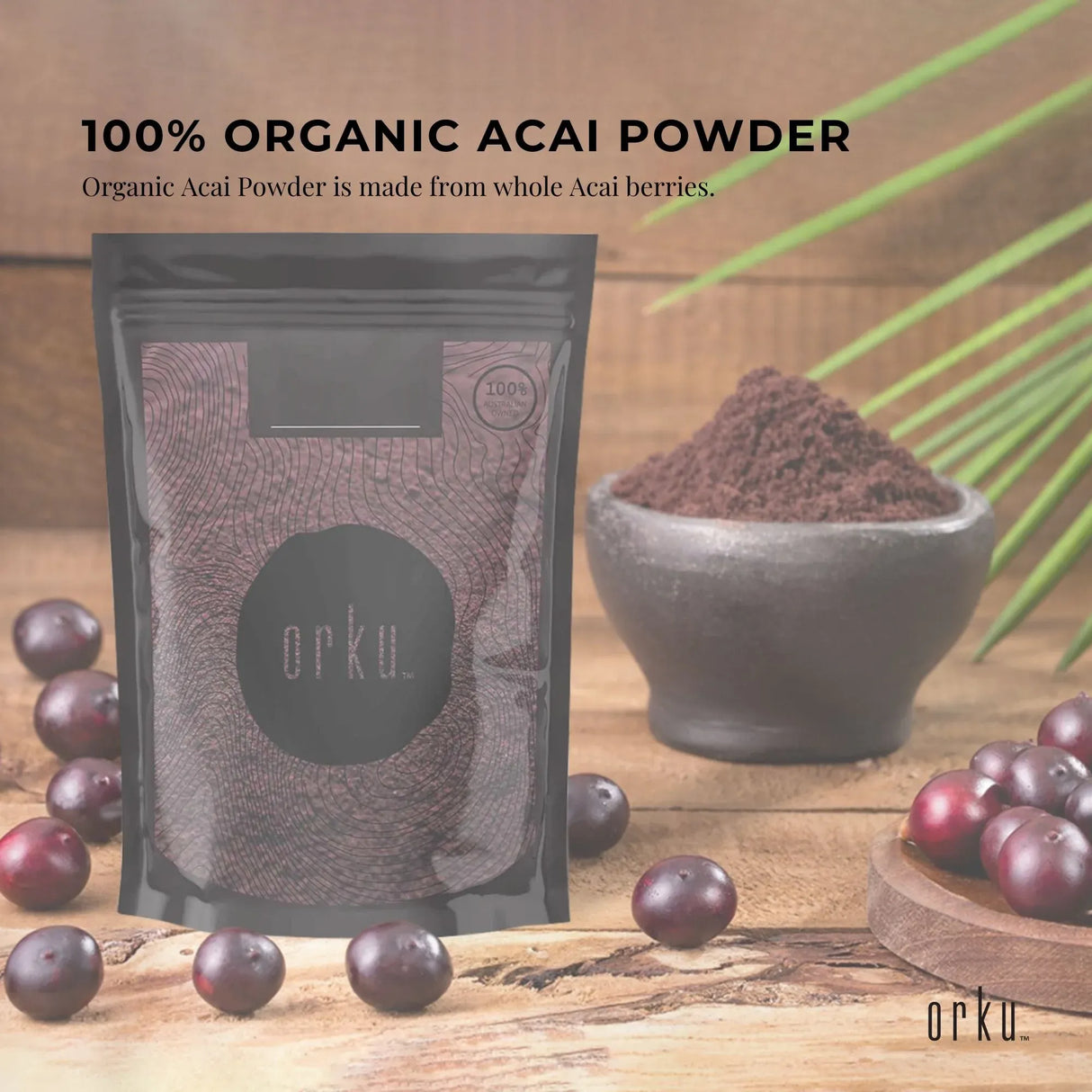 Orku 400g Organic Acai Powder Brazilian Berry Smoothie Bowl Ingredient