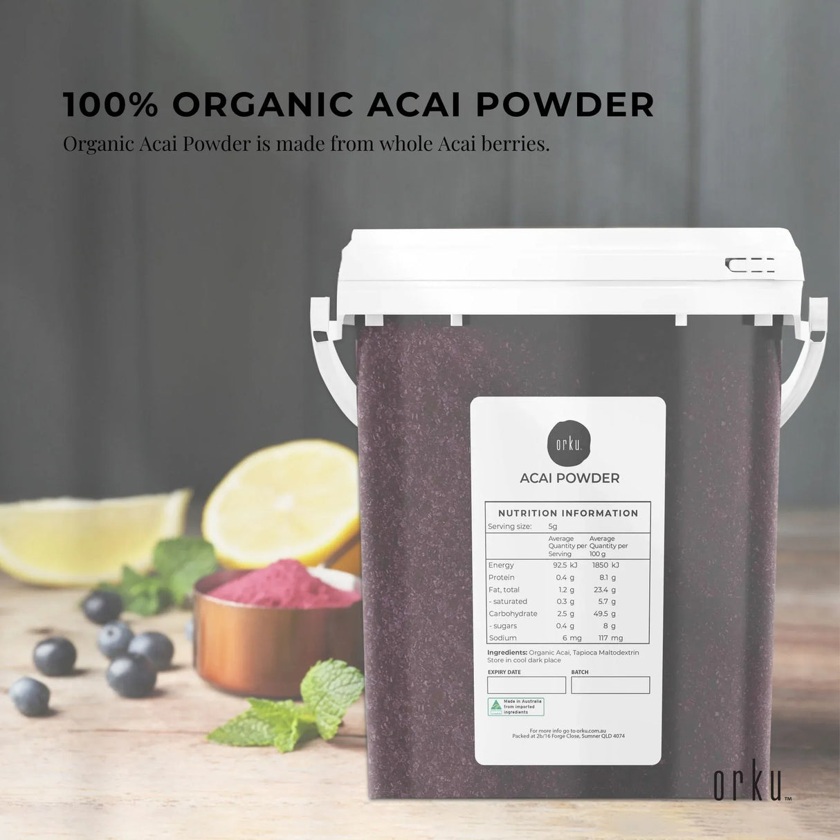 Orku 700g Organic Acai Powder Brazilian Berry Smoothie Bowl Ingredient