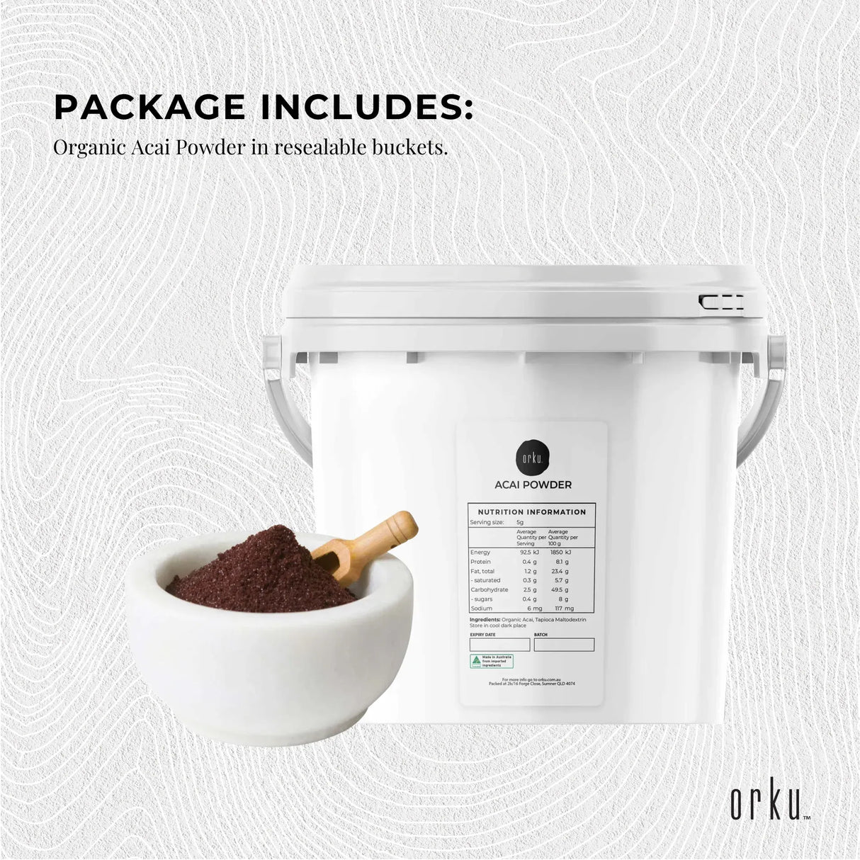 Orku 2.5kg Organic Acai Powder Brazilian Berry Smoothie Bowl Ingredient