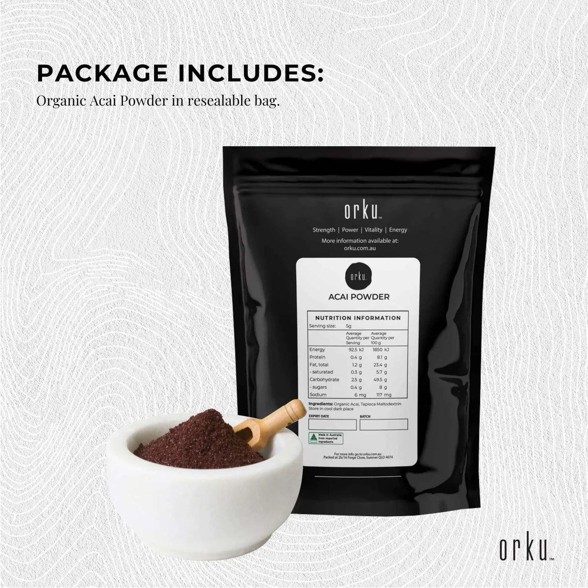Orku 2Kg Organic Acai Powder Brazilian Berry Smoothie Bowl Ingredient