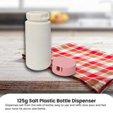 125g Empty Salt Shaker - Small Plastic Bottle - Table Picnic Dispenser - Front View