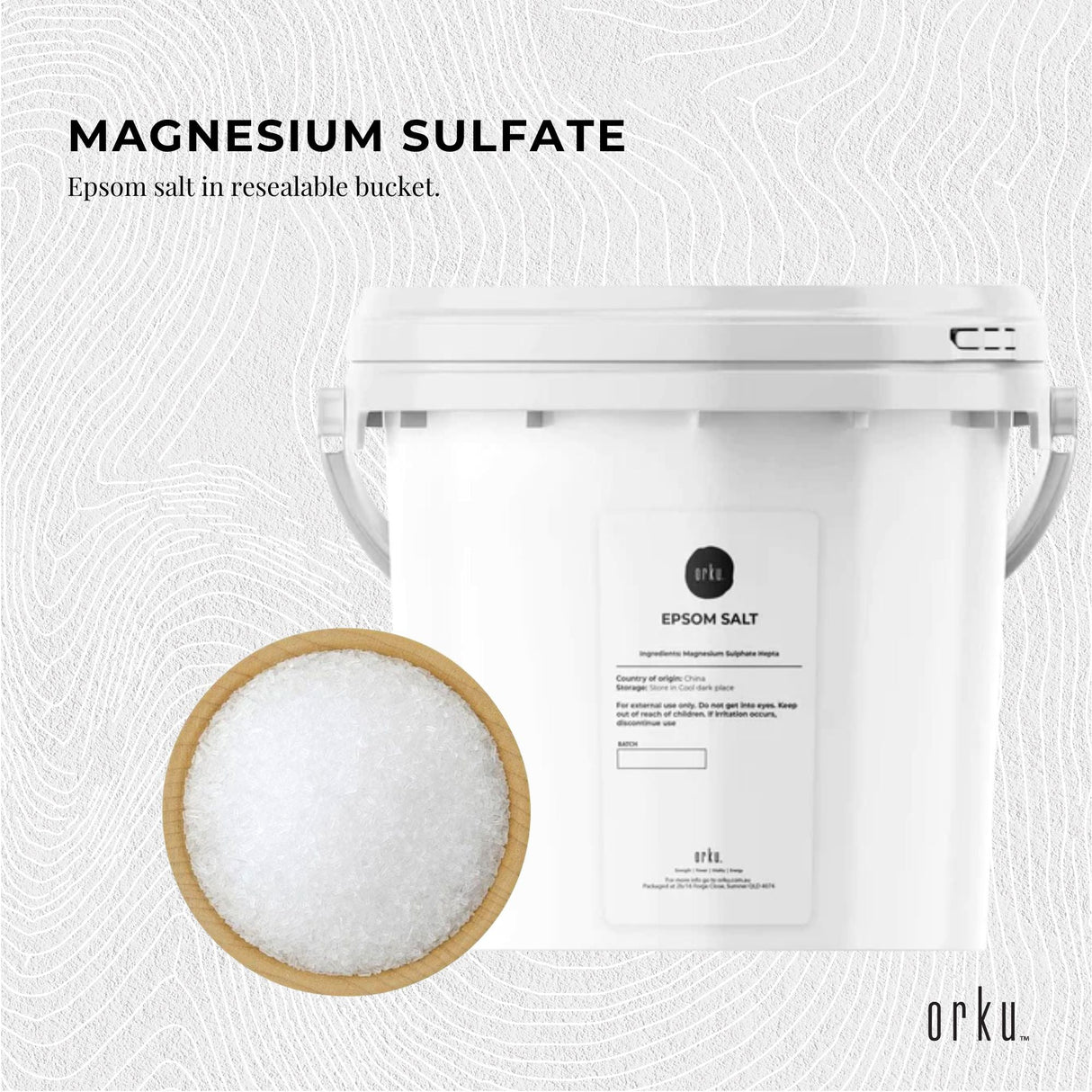 Orku 5kg Epsom Salt Tub - Magnesium Sulphate For Bath Skin Body Skin Care