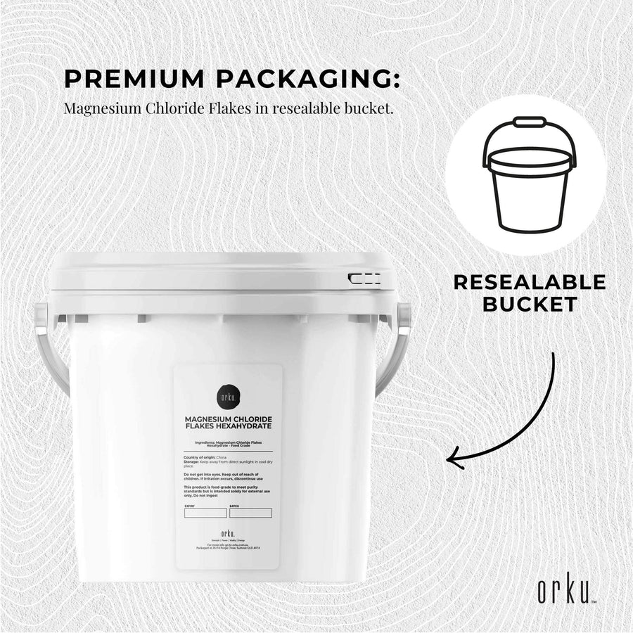 Orku 3.8Kg Magnesium Chloride Flakes Hexahydrate Tub - FCC USP Spec Bath Salts