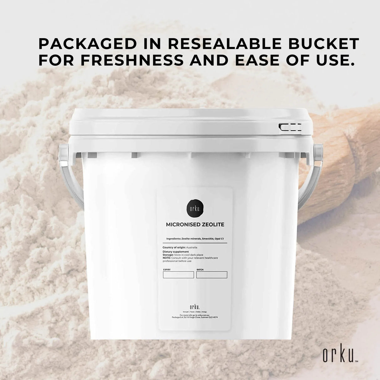Orku 1.3kg Ultrafine Micronised Zeolite Powder Tub Natural Clinoptilolite Mineral