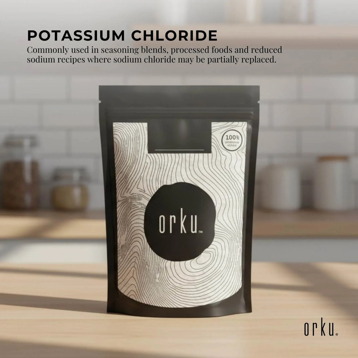 Orku 2Kg Potassium Chloride Powder (KCl) - Food Grade E508 Salt Substitute