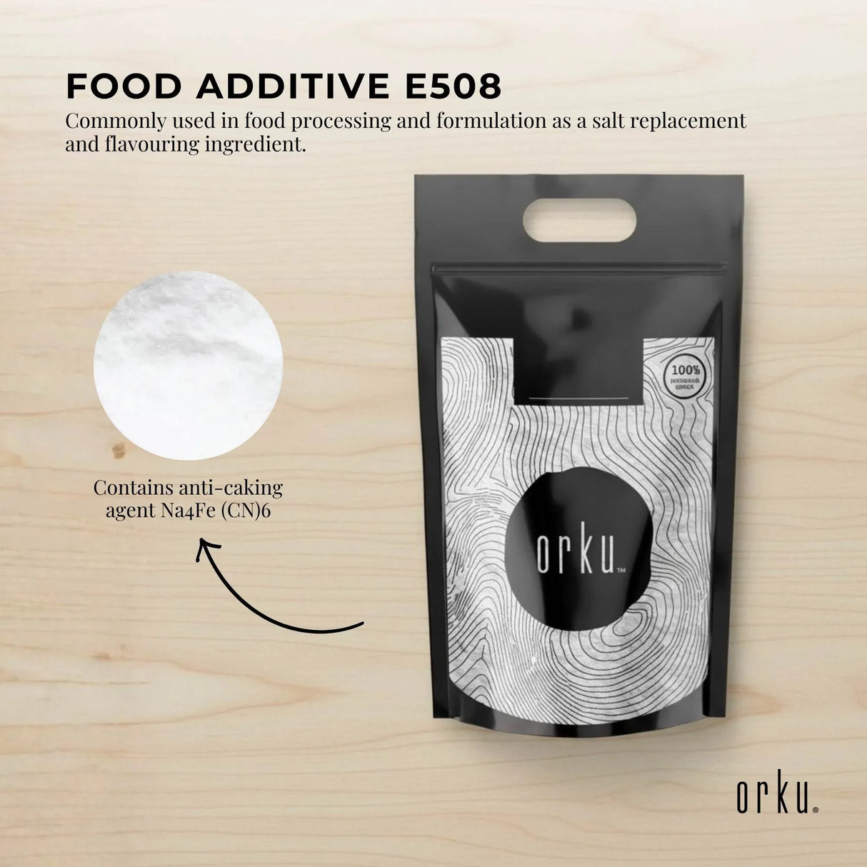 Orku Bulk 10Kg Potassium Chloride Powder (KCl) - Food Grade E508 Salt Substitute