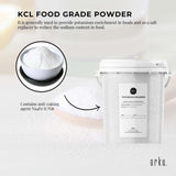 1.3Kg Potassium Chloride Powder Tub - Pure KCL E508 Food Grade Replacer - Top-Down View