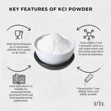 Orku 1.3Kg Potassium Chloride Powder (KCl) Tub - Food Grade E508 Salt Substitute - Top-Down View