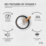 Orku 10g Vitamin C Powder Pure L-Ascorbic Acid - USP Grade Non-GMO - 45-Degree Angle