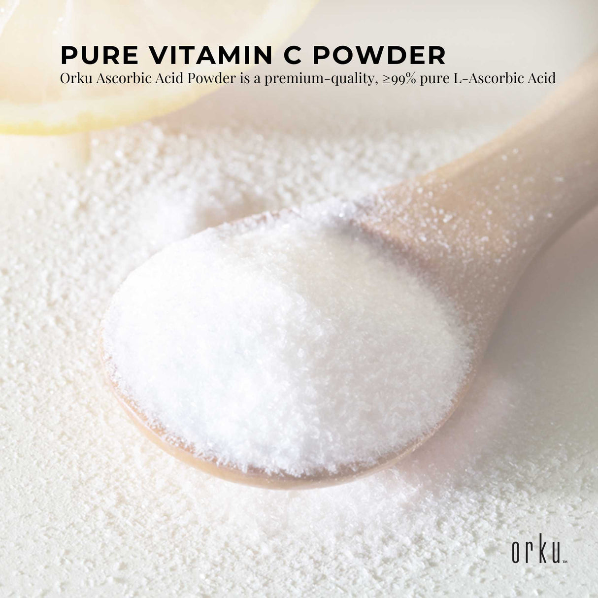 Orku 5Kg Vitamin C Powder in Tub Pure L-Ascorbic Acid - USP Grade Non-GMO