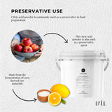 Orku 5Kg Citric Acid Powder Tub - Food Grade Non GMO Anhydrous Preservative E330 - Top-Down View