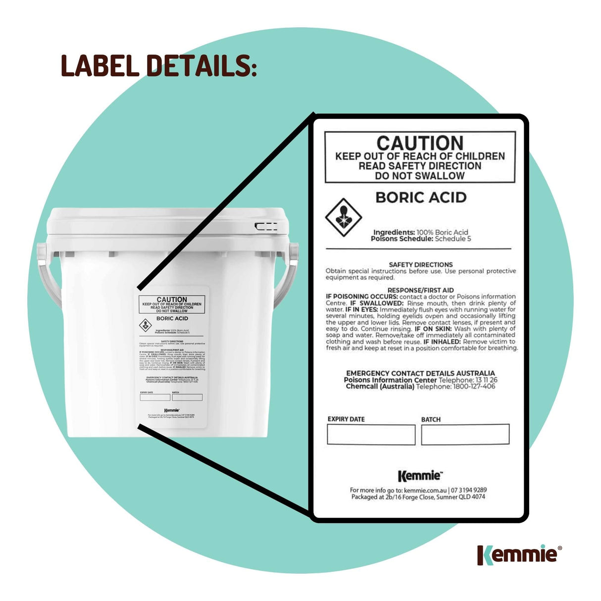 4.9Kg Boric Acid Powder 99.9% Pure Tub - Soluble Orthoboric Acid H3BO3