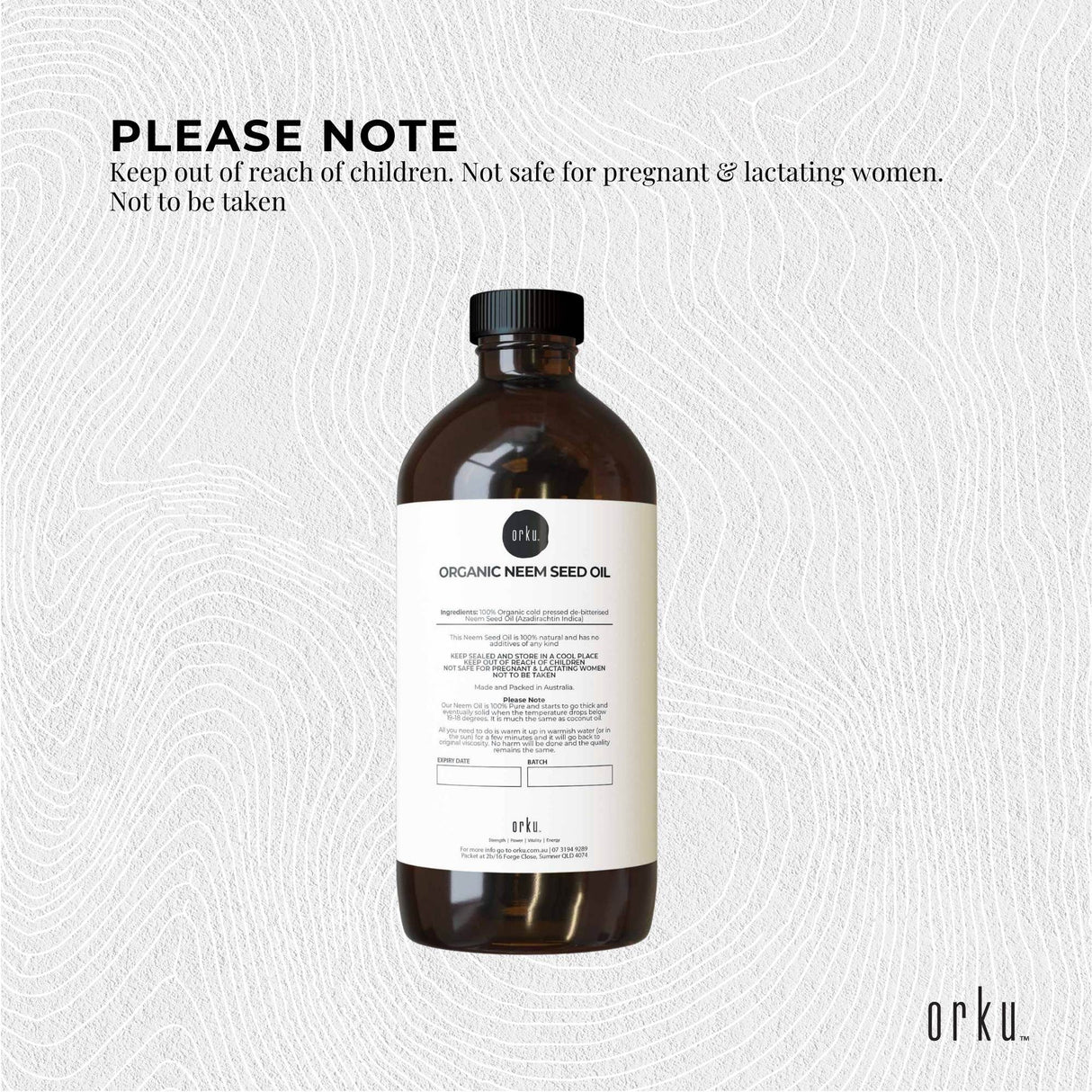 Cold Pressed 500ml Neem Seed Oil - Organic Debitterised with Azadirachtin Indica